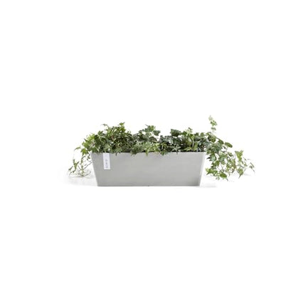 Ecopots Bruges Rectangular Flower Planter, White Grey, 21.5" - color: White Grey, size: 21.5"