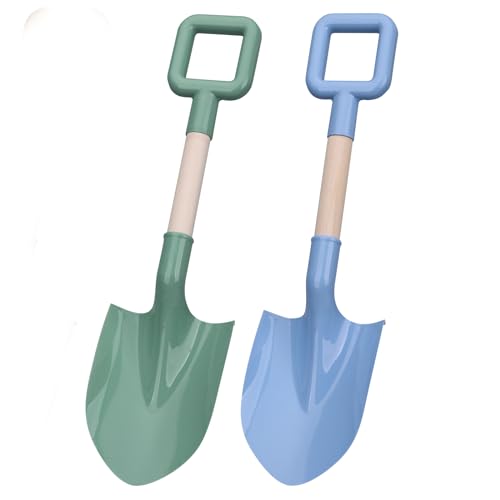 Beach Toys Shovels for Kids Adults, 16" Long Kids Beach Sand Spades Scoop for Gardening Tools Kit Travel Sandbox Toy Wood Handle Spade for Digging Sand Snow Avocado - color: Avocado