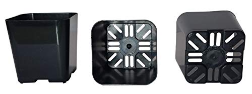 100-Pack, Water Dance Square Plastic Pots for Plants, 2-Inch. Color: Black