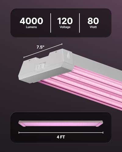 Sunco 2 Pack 4FT Full Spectrum LED Grow Lights, 80W, Super Bright - size: 2 Pack