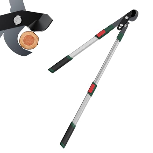 GARTOL 2-Inch Cutting Capacity Bypass Loppers, 26-33" Extendable Tree Branch Cutter, Professional Gear-Driven Labor-Saving Heavy Duty Pruners, Carbon Steel Teflon Blade & Lightweight Aluminum Handles