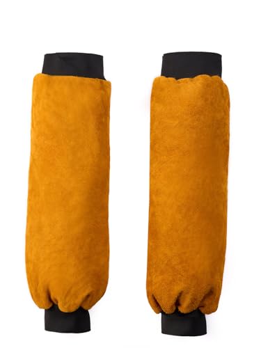 20 Inch Leather Welding & Gardening Arm Sleeves – Flame & Thorn Resistant Safety Sleeves for Metalwork, Brush Clearing, Landscaping – Adjustable Arm Guards (Men & Women)