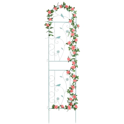 86.5" x 19.7" Metal Garden Trellis for Climbing Plants Outdoor - color: 1 Pack - Arched - 86.5" x 19.7"-Green