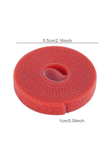3Rolls/Set Hook and Loop Tape Cable Ties Reusable Fastening Tape Red - color: Red