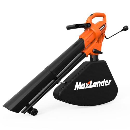 MAXLANDER 3 in 1 Electric Corded Leaf Blower, Leaf Vacuum and Leaf Mulcher - color: Amber