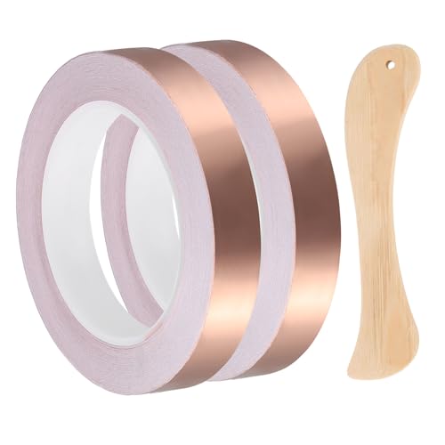 2pcs Copper Foil Tape 0.59" x82FT Single Conductive Adhesive Tape - size: 0.59 Inch x 82 FT