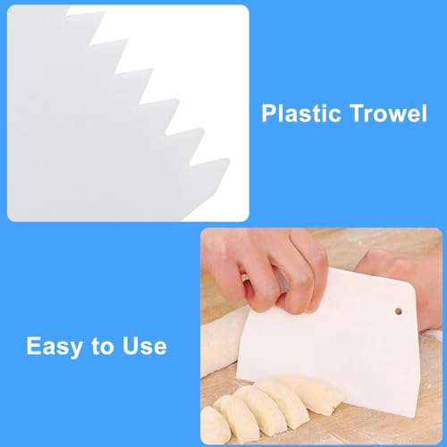 Bonsicoky 2 PCS Plastic Trowel Notched Glue Spreader, 0.4" + 0.2" Tooth - size: 0.4" + 0.2" Tooth