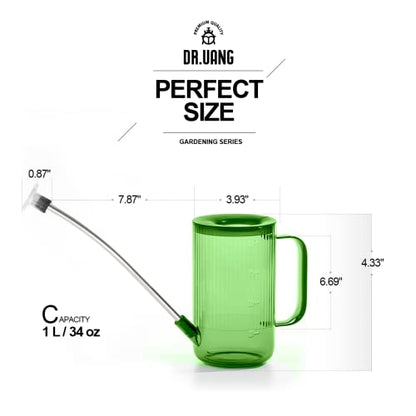Small Watering Can Indoor Plants with Long Spout (1L, Green) - color: Green