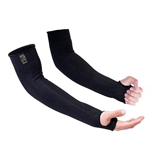 Protective Arm Sleeves, Level 5 Protection Cut Resistant Sleeve with Thumb Hole 1 Pair, 15.7" (Black,Medium)