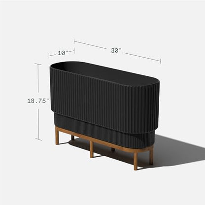 Veradek Demi Series Raised Long Planter - Wide Planter with Stand - color: Black/Brown, size: 30 inch