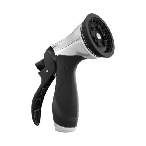 QUOBAS Metal Garden Hose Nozzle, Heavy Duty Water Hose Sprayer, Leak Proof - color: Black