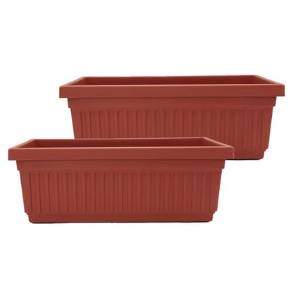 The HC Companies Venetian Window Planter Box, 30 Inch, Clay, 2-Pack - color: Clay, size: 30", style: Pack of 2
