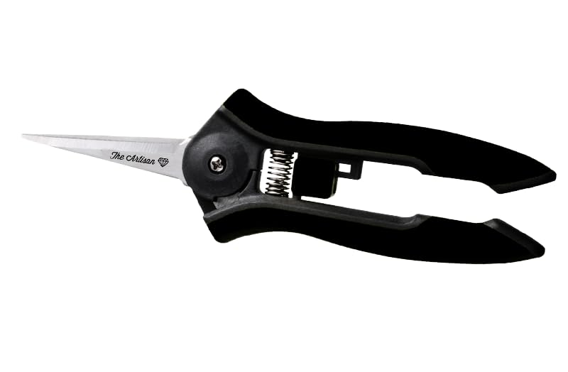 » The Artisan » 6-Inch Plant Pruning Shears with Comfort Grip and Straight-Tip Bypass Blades » Stainless Steel » Black/Grey