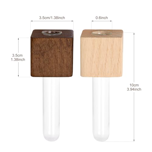 Magnetic Test Tube Flower Vases for Refrigerator, Set of 2 - color: Wood+walnut
