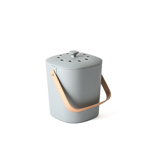 Bamboozle Countertop Compost Bin Kitchen | 1 Gallon | Odorless Composting Bin with Filters | Indoor Compost Bin with Lid | Plant Based Kitchen Composter for Food Scraps & Waste Recycling - color: Fog