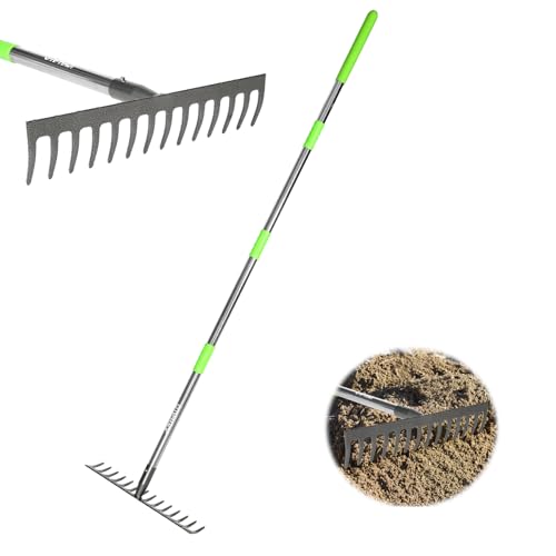14 Tines Adjustable 30.5-57 Inch Bow Rake, Metal for Gardening - color: 14 Tines
