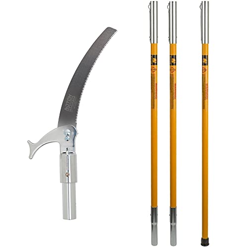 Notch 18’ Pole Saw Set w/15“ Blade, 3 x 6ft Yellow Fiberglass Poles (40207)