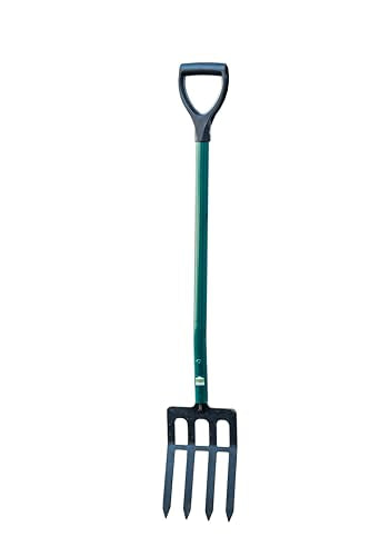 Steel-Handle Garden Fork, 42 Inch Tall, High-Strength Steel Construction