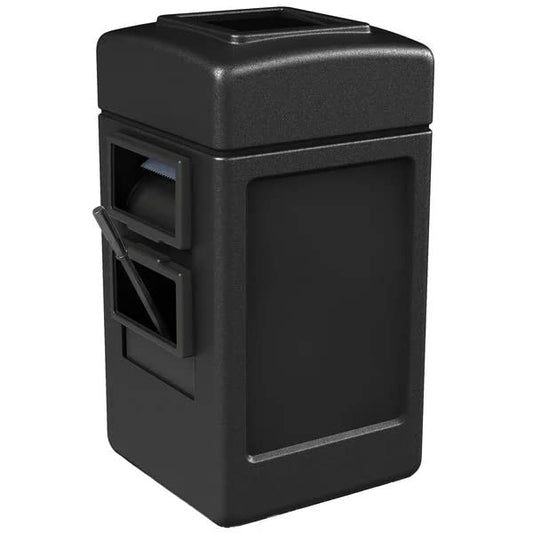 Compost Bin, 28 Gallon Black Waste Container with Towel Dispenser, Squeegee, and Windshield Wash Station, Exterior Trash Can, Outdoor Trash Can for Car Dealerships or Stations, Number 02 - color: Black, size: 28 Gallon Square