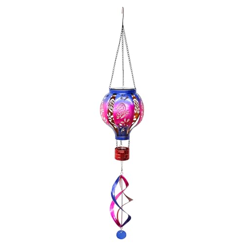 Hot Air Balloon Solar Lantern Butterfly Wind Spinners with Flame Light