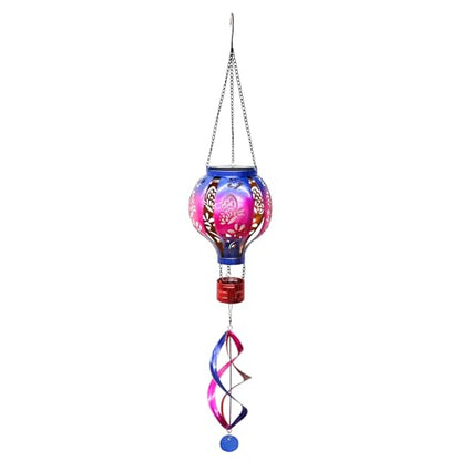 Hot Air Balloon Solar Lantern Butterfly Wind Spinners with Flame Light