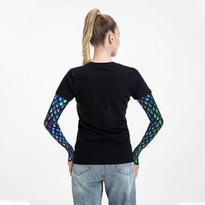 Women Sun Protection Thorn Proof Cooling Sleeves Sports Outdoors - color: Black5