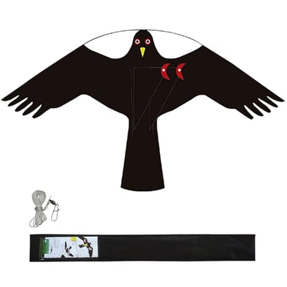 eyijklzo Bird Scarer Hawk Flying Kite Without 13ft Pole-Only Black Kite - style: Black-Only kite