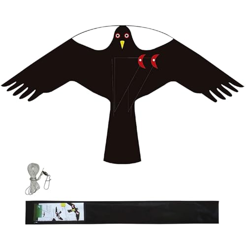 eyijklzo Bird Scarer Hawk Flying Kite Without 13ft Pole-Only Black Kite - style: Black-Only kite