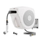 Vego Garden Hose Reel Retractable Hi-Flow Wall Mounted Hose Reel Automatic Rewind, Any Length Lock with 9 Patterns Sprayer Nozzle, Quick Connector and Adjustable shot Nozzle (Cloud White, 82ft) - color: Cloud White, size: 82ft