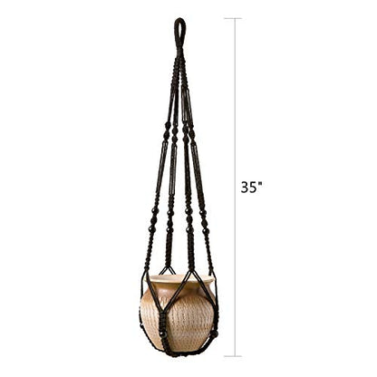 Mkono Macrame Plant Hanger Indoor 35 Inch Hanging Planter Basket Black 1Pc - color: Black