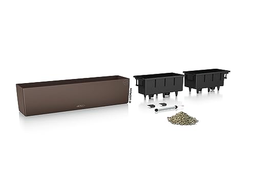 Lechuza BALCONERA Color 80 Nutmeg, Self-Watering Window Box (Railing Planter), H7.5 L31.5 W7.5 in - color: Nutmeg Matte, size: 80 cm, style: 80