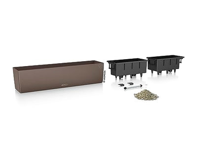 Lechuza BALCONERA Color 80 Nutmeg, Self-Watering Window Box (Railing Planter), H7.5 L31.5 W7.5 in - color: Nutmeg Matte, size: 80 cm, style: 80