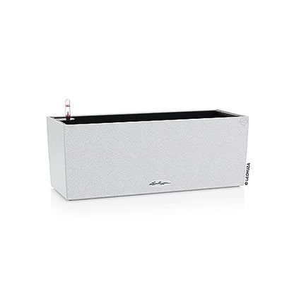 Lechuza BALCONERA Stone 50 Quartz White, Self-Watering Window Box (Railing Planter), H7.5 L19.7 W7.5 in - size: L50 W19 H19 cm