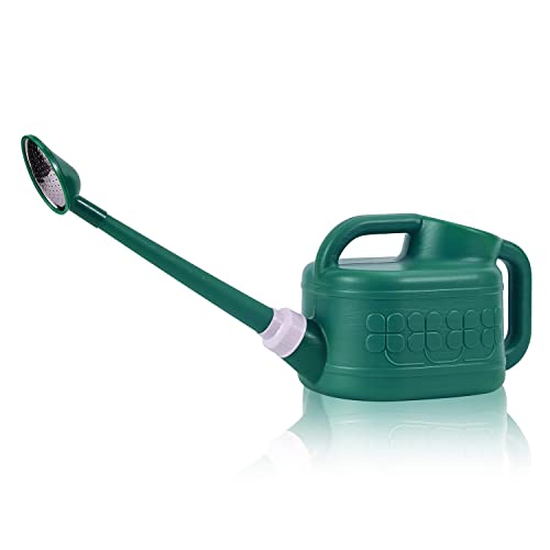 Plastic Watering Can for Indoor & Outdoor Plants 1 Gallon/4-Liter, Ebristar Watering Pot for Garden Flower with Long Spout and Removable 360 Degree Rotation Sprinkler Head - Dark Green - color: Dark Green