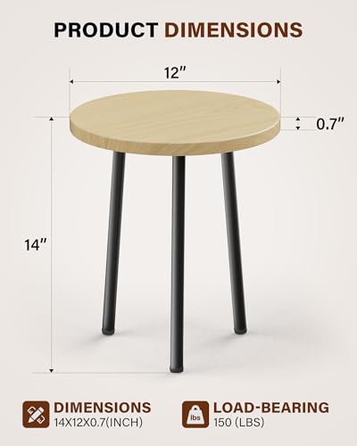 Plant Stand Indoor 2 Pack: Plant Table 14'' Wooden & Metel Plants Stool - color: Burlywood, size: 14"&14"