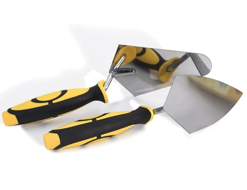 Concrete Masonry Tools Set 6" Stainless Steel Pointing and Gauging Brick Laying Trowel Stucco Cement Flooring Kit Construction Hand Tool