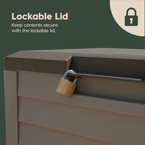 IRIS USA 35 Gallon Outdoor Deck Box, Lockable, Weather-Resistant, Brown - color: Brown