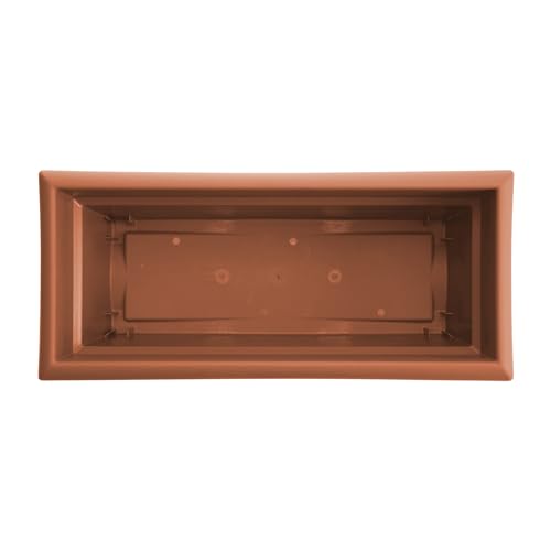 Bloem Veranda 26" Plastic Rectangular Deck Box Planter - UV-Resistant, Indoor/Outdoor, Terra Cotta, 2-Pack