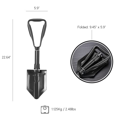 iChewie Folding Emergency Shovel | 22.64 in, Black
