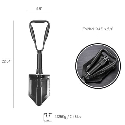 iChewie Folding Emergency Shovel | 22.64 in, Black