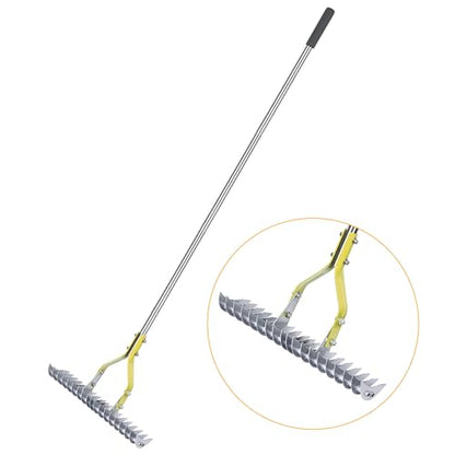 BARAYSTUS Thatch Rake, 15‑Inch Wide Dual‑Side Dethatching Rake for Lawn