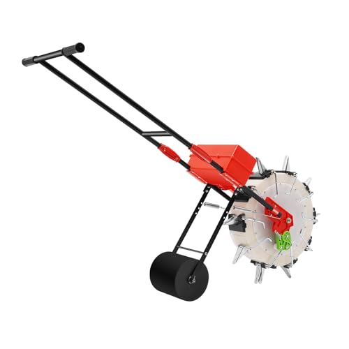 Garden Seeder, Hand-Push Metal Precision Lawn & Garden Spreaders Row Planter Corn Planter Seeder for Soy Peanut Corn Cotton 10 Nozzles, Planting Depth 2.6-3.5in