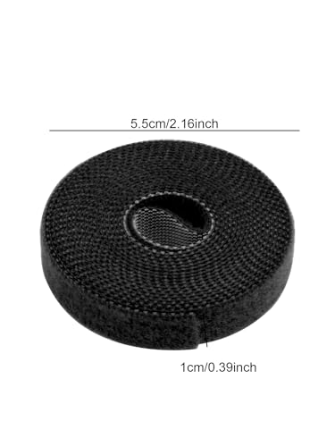 3Rolls/Set Hook and Loop Tape Cable Ties Reusable Fastening Tape Black - color: Black