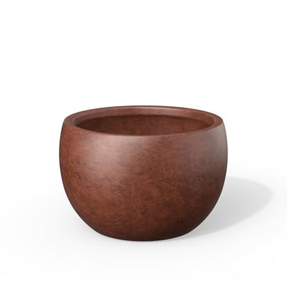 Kante Accent Round Bowl Rusty Concrete Planter 15.7" Dia, Outdoor - color: Rusty, size: 15.7" d