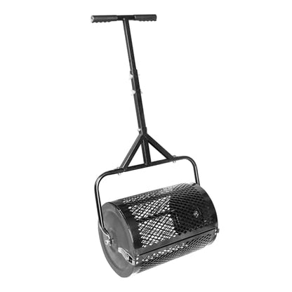 MAKEATREE 16 Inch Compost Spreader and Peat Moss Spreader, 16" Lawn and Garden Roller with Adjustable Handle, Steel Mesh Basket for Spreading Manure, Top Soil, Black - size: 16 Inches