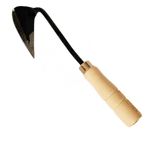 Premium Forged Korean Ho-Mi Hand Hoe, Gardening Weeding Tool for Vegetable Garden, Lawn & Farm, Wooden Handle Cultivator, 1 Pack