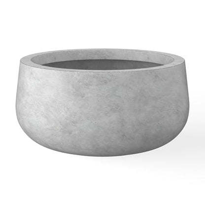 Kante Accent Round Bowl Pale Gray Concrete Planter 16" Dia, Outdoor - color: Natural Concrete, size: 15.7"w