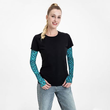 Women Sun Protection Thorn Proof Cooling Sleeves Sports Outdoors - color: Black7