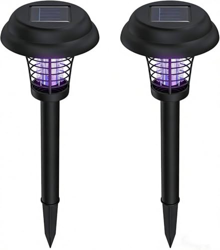 2 Pcs Solar Bug Zapper Outdoor Rechargeable Mosquito Fly Zapper Outdoor