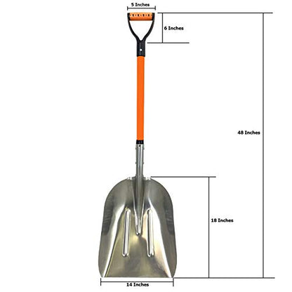Ashman Aluminium 48 inch Snow Shovel with Large Head and Durable Handle. (Scoop Shovel, 1 Pack). - size: 1 Pack, style: Scoop Shovel